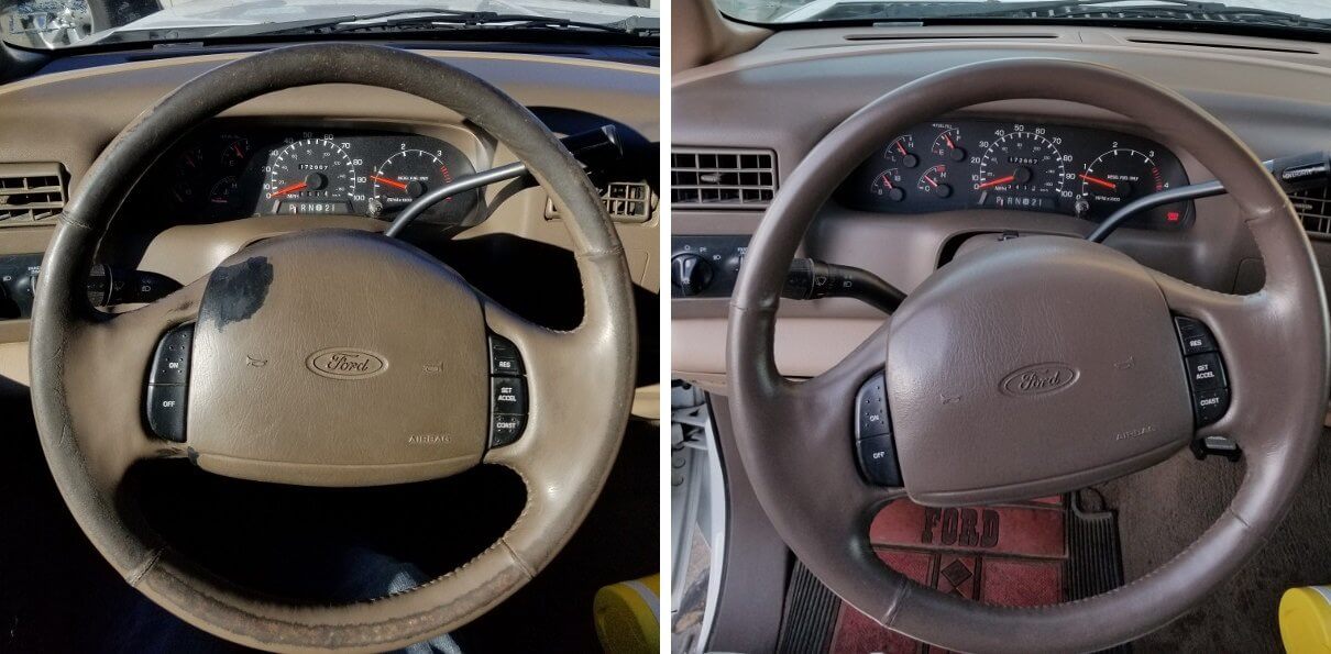 car interior restoration before and after picture