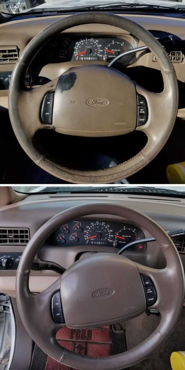 car interior restoration before and after picture