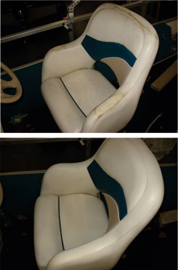 boat seat before and after restoration